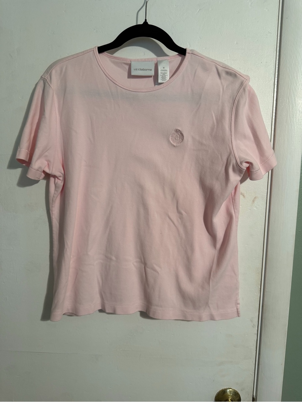 Liz Claiborne Light Pink Short Sleeve Crewneck Top